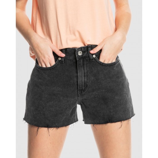 Quiksilver Outlet Womens The Denim Organic High Waist Denim Shorts