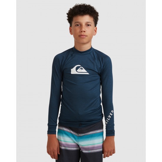 Quiksilver Outlet Boys 8 16 All Time Long Sleeve Upf 50 Rash Vest