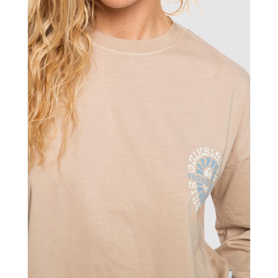 Quiksilver Outlet Womens Oversized Crop Organic Long Sleeve T Shirt