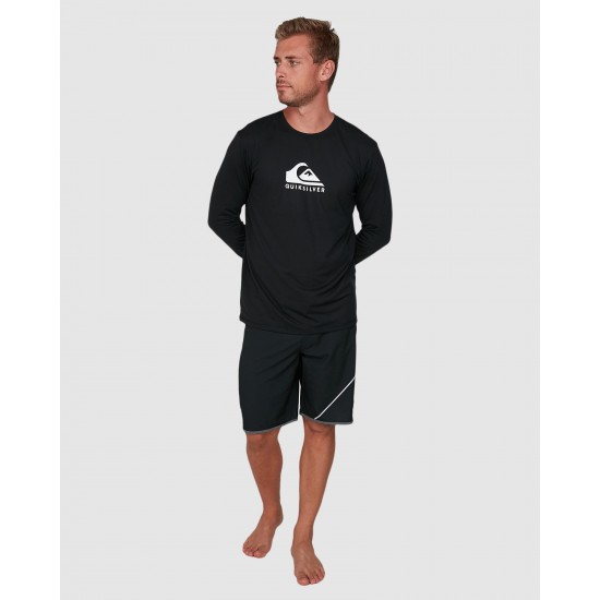 Quiksilver Outlet Mens Solid Streak Long Sleeve Upf 50 Surf T Shirt