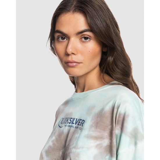 Quiksilver Outlet Womens Oversized Mineral Tie Dye Long Sleeve T Shirt