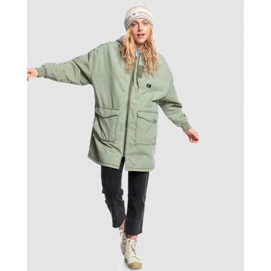 Quiksilver Outlet Womens Quiet Shelter Military Parka Jacket
